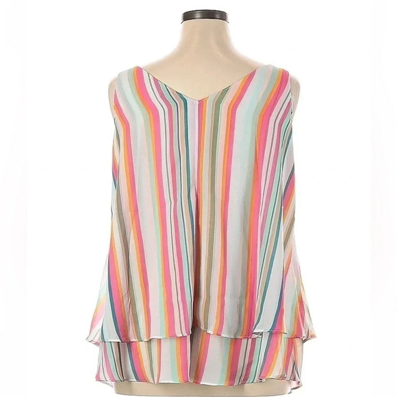 Lane Bryant | Stripe Modern Swing Double-Layer Chiffon Tank Plus Size 14 - Picture 4 of 4